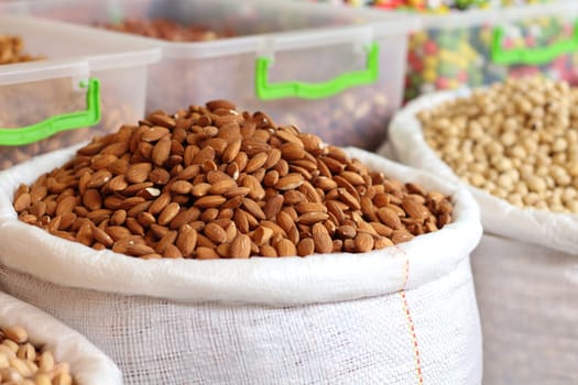 Sack full of almonds