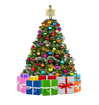 Colorfully decorated Christmas tree