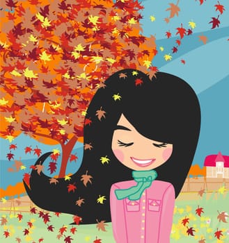 sweet girl in autumn