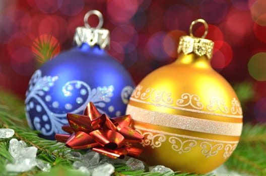 christmas decoration, Christmas balls against bokeh background