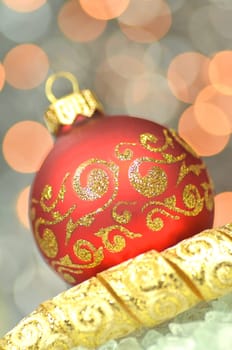 christmas decoration, Christmas ball against bokeh background