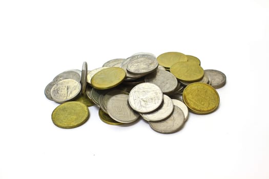 stack of coins isolated on a white background