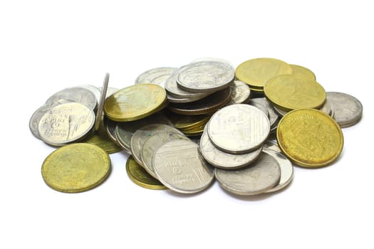 stack of coins isolated on a white background