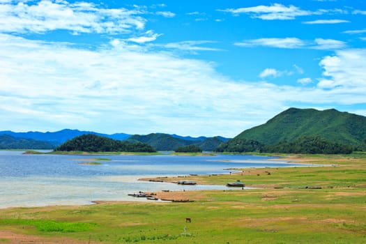 Views over the reservoir Kaengkrachan dam, Phetchaburi Thailand