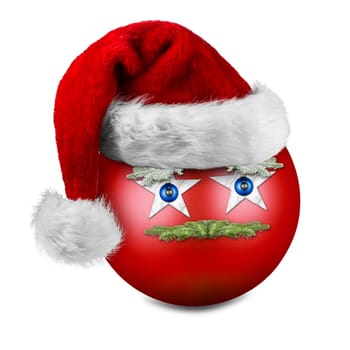 Crist tree ball with face made of decoration.