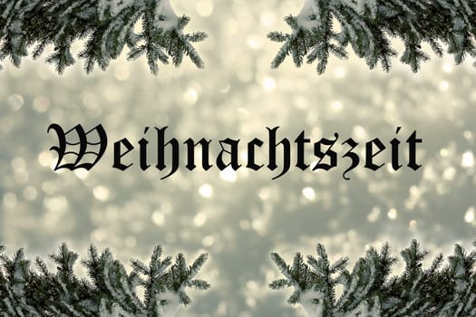 Background - Shiny snowflakes and fir branches