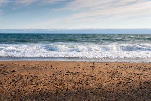 sea and beach at Langaholt in Iceland