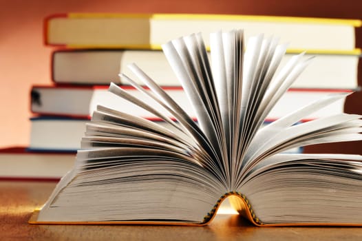 Composition with books on the table