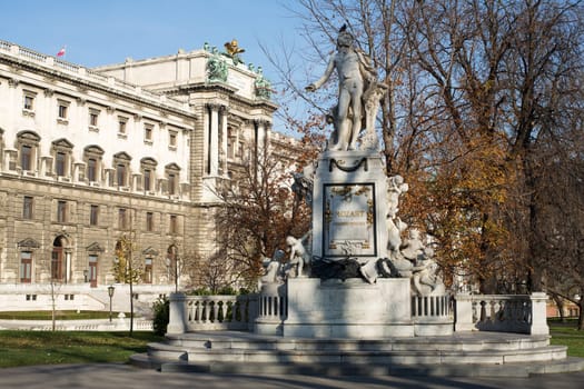Mozart monument Vienna,statue in the Burggarten near the Hofburg