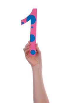 A Hand Holding a Colorful One, Isolated