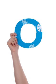 A Hand Holding an O with Snowflakes, Isolated