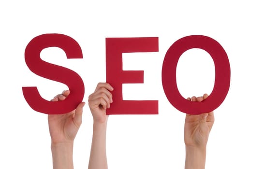 Many Hands Holding the Word SEO, Isolated