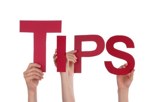 Many People Holding the Red Word Tips, Isolated