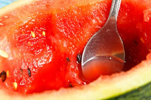 fresh melon with spoon, ready to eat