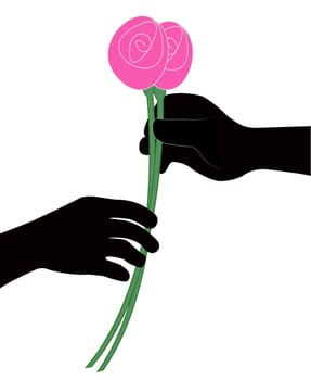 hand giving flower vector