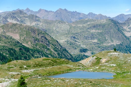 lake on the alps between Piedmont and France