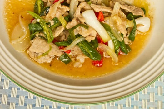 Fried sweet peper with pork food in thailand