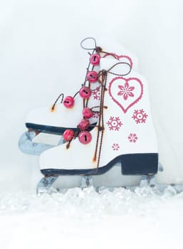 retro ice skates on ice