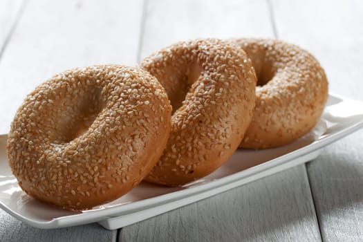 Fresh sesambagels