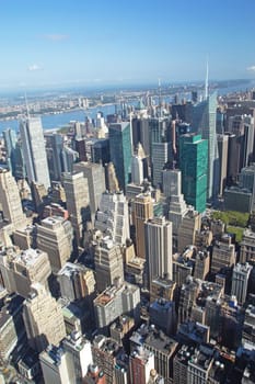 Aerial view of the Midtown (Manhattan, New York City). Vertically.