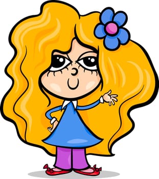 Cartoon Illustration of Cute Beautiful Little Girl