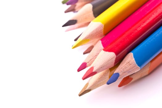 Pencils different colors with white background