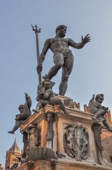 Piazza del Nettuno fountain in Bologna in Emilia Romagna in Italy
