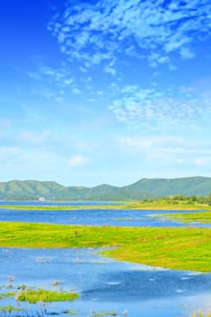 Views over the reservoir Kaengkrachan dam, Phetchaburi Thailand