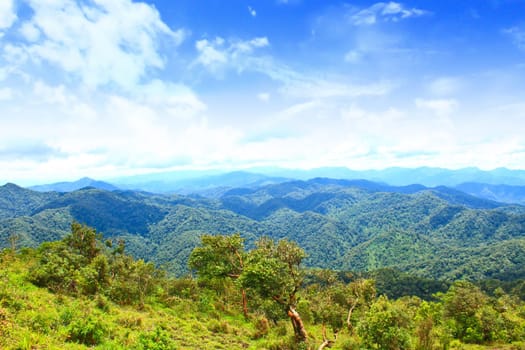 Views of the valley to the high peaks of 1200 meters in the national park