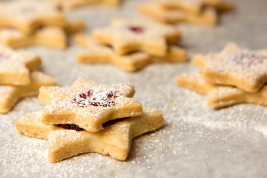 Stars with jam as Christmas biscuits