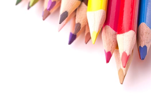 Pencils different colors with white background