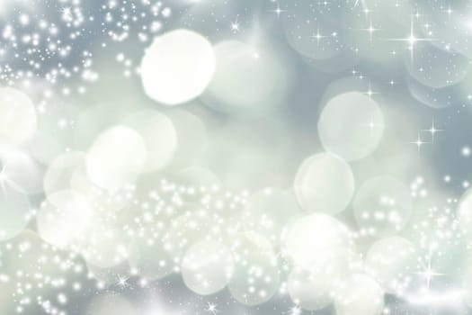 Abstract Christmas background of holiday lights, stars, and snowflakes