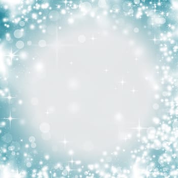 Abstract Christmas background of holiday lights, stars, and snowflakes