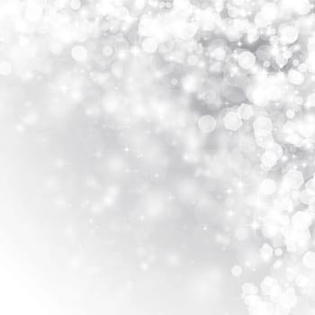 Abstract Christmas background of holiday lights, stars, and snowflakes