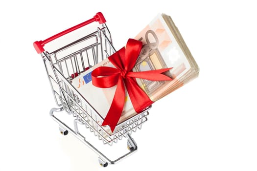Shopping cart with banknotes