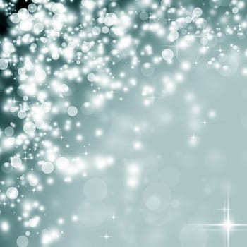 Abstract Christmas background of holiday lights, stars, and snowflakes