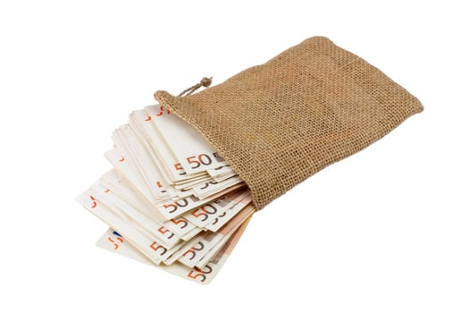 Bag full of banknotes