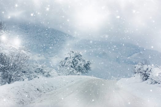Winter road in the mountains