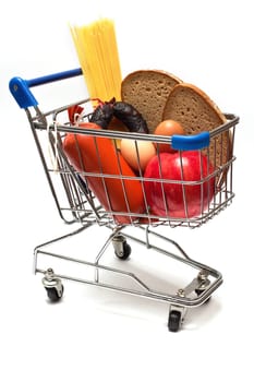 Shopping cart with food