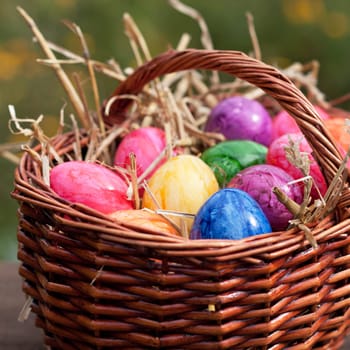 Willow basket with Easter eggs