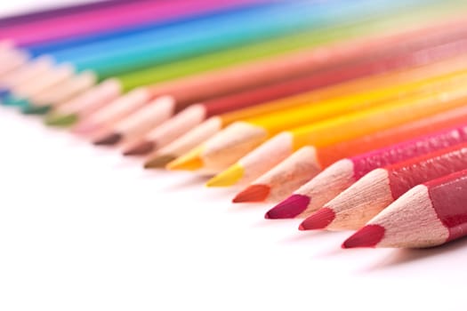 Pencils different colors with white background