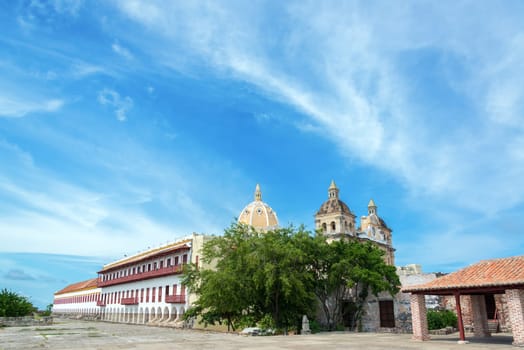 View of the old town of Cartagena, Colombia as seen from the city walls