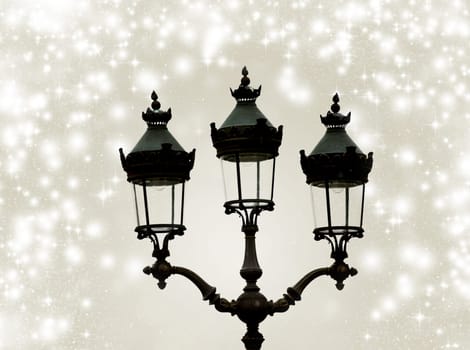Street lamp on holiday background