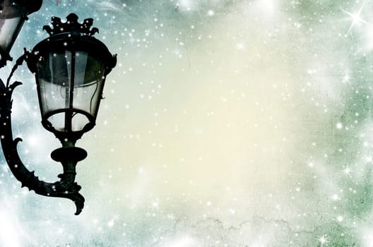 Street lamp on holiday background