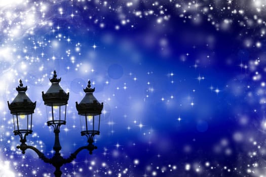 Street lamp on holiday background