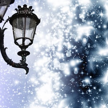 Street lamp on holiday background