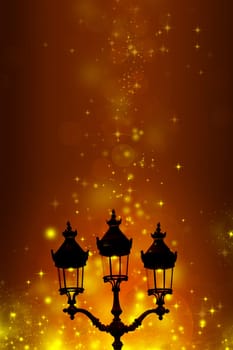 Street lamp on holiday background