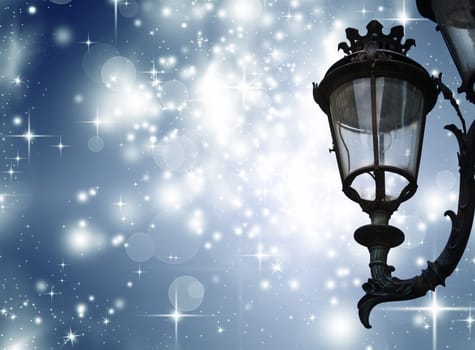 Street lamp on holiday background
