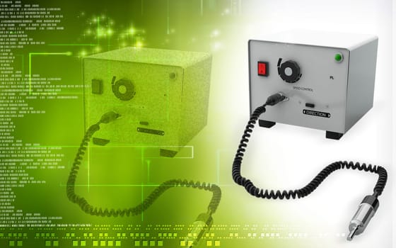 Digital illustration of Micro motor dental equipment in colour background