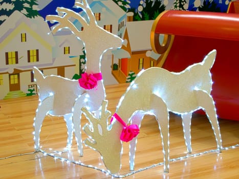 two reindeers on display for christmas